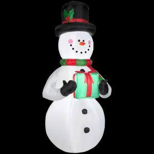 6.5 ft. LED Inflatable Snowman Holding Present