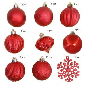 2.3 in. Red Shatter-Resistant Ornament (101-Piece)