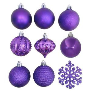 2.3 in. Purple Shatter-Resistant Ornament (101-Piece)