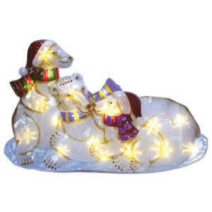 21 in. Battery Operated Icy Pure White Twinkling LED Polar Bear Family Lawn Silhouette