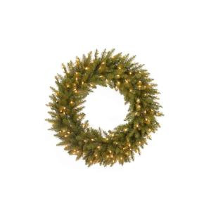 30 in. Pre-Lit Dunhill Fir Wreath with Clear Lights