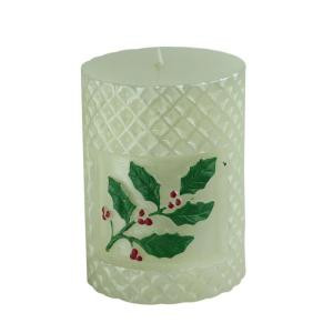 3 in. x 4 in. Ivory Poinsettia Pillar Candle