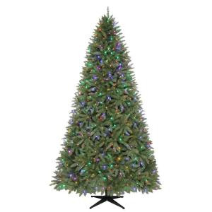 9 ft. Pre-Lit LED Matthew Pine Quick-Set Artificial Christmas Tree with Clear and Multi-Colored Lights