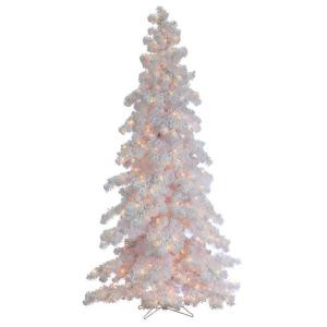 7.5 ft. Pre-Lit White Flocked Layered Spruce Artificial Christmas Tree