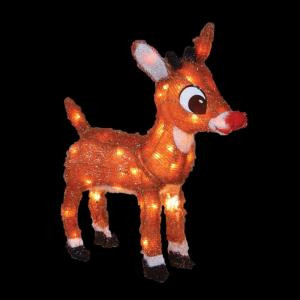 18 in. Pre-Lit 3D Sculpture Rudolph with Blinking Red Nose