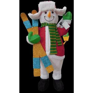48 in. Lighted Tinsel Snowman with Skis