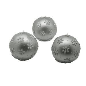 3 in. Silver Snowflake Ball Candle (6-Box)