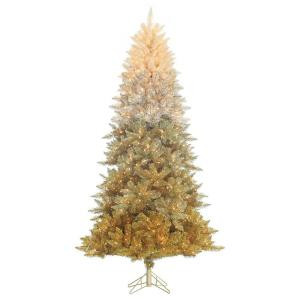 7.5 ft. Pre-Lit Gold Ombre Spruce Artificial Christmas Tree