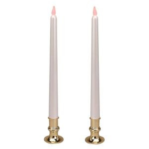 12 in. Pearl-White Taper LED Candles (Set of 2)