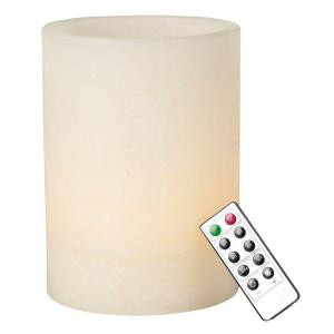 8 in. Bisque LED Wax Candle with Remote Control and Timer