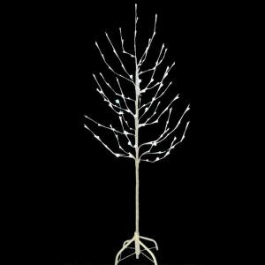 6 ft. Pre-Lit Artificial White Blossom Twig Christmas Tree with Clear LED Lights