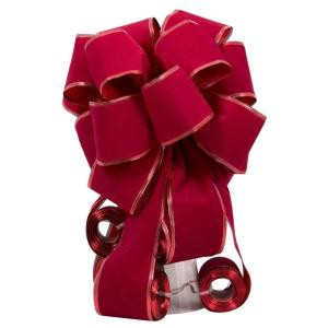 Red Flock with Gold Sonic Edge Tree Topper Bow