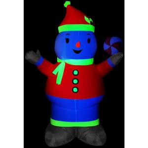 57 in. W x 32 in. D x 84 in. H Inflatable Snowman Neon