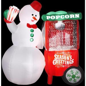 75 in. W x 37 in. D x 66 in. H Animated Inflatable Snowman with Popcorn Machine
