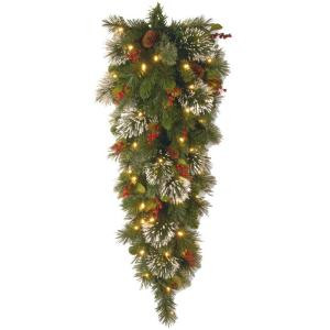 48 in. Wintry Pine Slim Teardrop Swag with Clear Lights