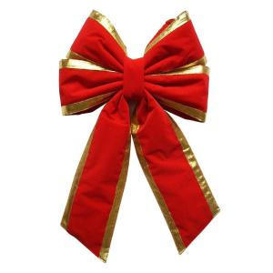 18 in. x 23 in. Commercial Red Velvet Bow with Gold Trim