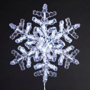 35-Light 12 in. Clear Crystal Snowflake with Cool White LED Indoor/Outdoor Light Set