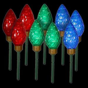 21 in. Giant Multi-Colored LED Bulb Pathway Lights (Set of 9)