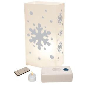 LED Warm White Snowflake Luminaria Kit with Remote Control (Pack of 10)