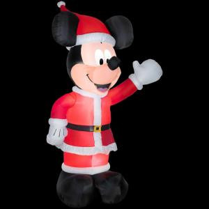 11 ft. Inflatables Airblown Giant Lighted Mickey Waving in Santa Suit