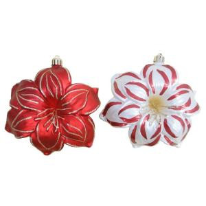 Snowberry 4 in. Poinsettia Shatter-Resistant Ornament (4-Piece)