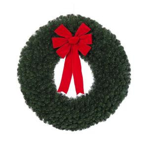 48 in. Noble Pine Artificial Wreath with Red Velvet Bow
