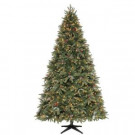 9 ft. Pre-Lit Andes Slim Fir Quick-Set Artificial Christmas Tree with SureBright Clear Lights, Pinecones and Berries