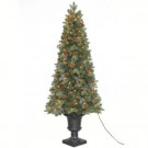 6.5 ft. Pre-Lit Greenland Pine Artificial Potted Christmas Tree with Clear Lights and Pinecones
