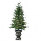 4.5 ft. Pre-Lit Little Rock Fir Potted Natural Cut Artificial Christmas Tree with Clear Lights