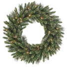 30 in. Glittery Gold Artificial Wreath with 50 Clear Lights