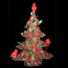 2 ft. 4 in. Lighted Decorated Christmas Tree with Cardinals