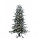 4.5 ft. Pre-Lit Lightly Flocked Layered Hard Needle Ashton Pine Artificial Christmas Tree with Pinecones