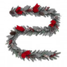 9 ft. Snowy PVC Garland with Pinecones and Red Accents