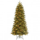 9 ft. Pre-Lit Feel-Real Pomona Pine Slim Hinged Artificial Christmas Tree with 600 Ready-Lit Lights