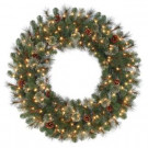 36 in. Pre-Lit Alexander Pine Wreath with Clear Lights and Pinecones