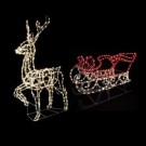 5 ft. x 7 in. LED Twinkling Buck and 34 in. Twinkling Sleigh Sculpture (2-Piece Set)