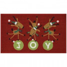 Joy Reindeer 17 in. x 29 in. Printed Nylon Door Mat