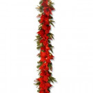 6 ft. Poinsettia Garland with 30 Soft White LED Battery Operated Lights