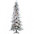 7.5 ft. Pre-Lit Flocked Narrow Pine Artificial Christmas Tree with Clear Lights