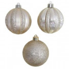 2.7 in. Gold Striped Shatter-Resistant Ornament (12-Piece)