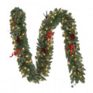9 ft. Pre-Lit Hawkins Pine Artificial Garland with Clear Lights, Pinecones, Berries and Twigs