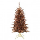4 ft. Pre-Lit Bronze Tinsel Artificial Christmas Tree with Clear Lights