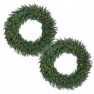 48 in. Pre-Lit Aspen Spruce Artificial Wreath (Set of 2)