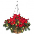 12 in. Pre-Lit Red Poinsettia Hanging Basket