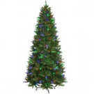 9 ft. Feel-Real Black Hill Medium Hinged Artificial Christmas Tree with 600 LED Multi-Color Lights