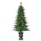 6 ft. Pre-Lit Little Rock Fir Potted Natural Cut Artificial Christmas Tree with Clear Lights
