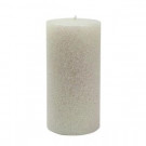 3 in. x 6 in. Metallic White Glitter Pillar Candle Bulk (12-Box)