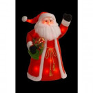 30 in. Red Cotton Standing Santa with Red Shirt and Long Coat Holding Presents with 30 Red Flashing Indoor LED Lights