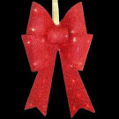 20 in. Pre-Lit Red Fabric Bow with Battery Operated LED Lights