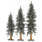 2-3-4 ft. Frosted Alpine Artificial Christmas Tree with Pinecones and Red Berries (Set of 3)